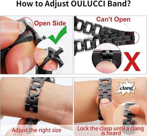 OULUCCI Compatible Apple Watch Bands For Women 2024-Series 10 42mm 41mm 40mm 38mm iwatch Series 9 8 7 6 SE 5 4 3 2 1 D-Shape Stainless Steel iWatc...