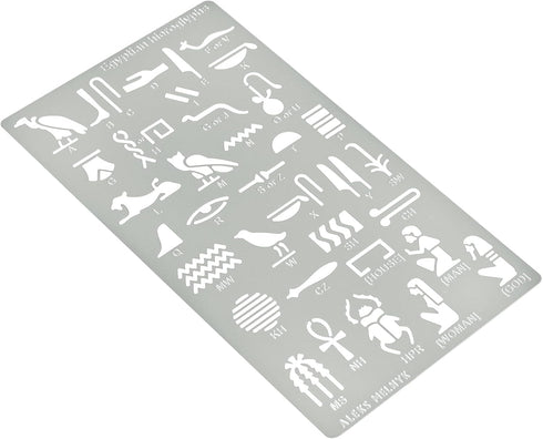 Aleks Melnyk No.456 Metal Stencil, Egyptian Hieroglyphs, Ancient Egyptian Glyphs Alphabet, Letter Tracers, Template for Wood Burning, Magic Runes,...