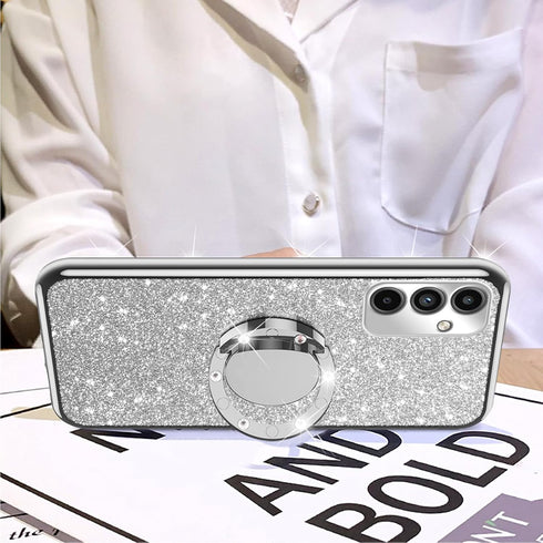nancheng Case for Galaxy A15 5G, for Samsung Galaxy A15 5G Case with Ring Kickstand Lanyard Shockproof Protection Phone Case Cute Soft TPU Glitter...