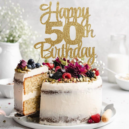 Happy 50th Birthday Cake Topper - 50th Birthday Decorations,50th Topper,50 Cake Party Decorations,50 Anniversary Decor...