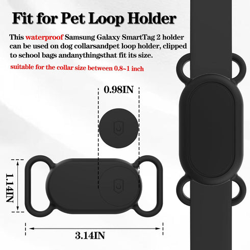 2 Pack Waterproof Dog Collar Holder Compatible with Samsung Galaxy SmartTag 2, Silicone GPS Tracker Hidden for Galaxy Smart Tag 2, Anti-Lost Dog C...