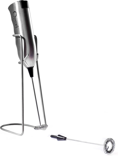 Ozeri Deluxe Milk Frother and 12 oz Frothing Pitcher in Stainless Steel, with Extra Whisk Attachment...