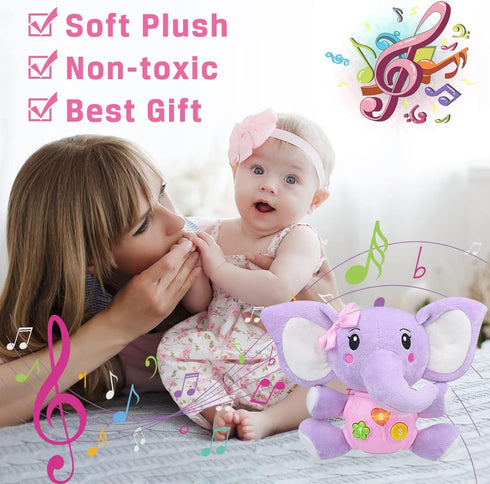 Aitbay Plush Elephant Music Baby Toys 0 3 6 9 12 Months, Cute Stuffed Aminal Light Up Baby Toys Newborn Baby Musical Toys for Infant Babies Boys &...