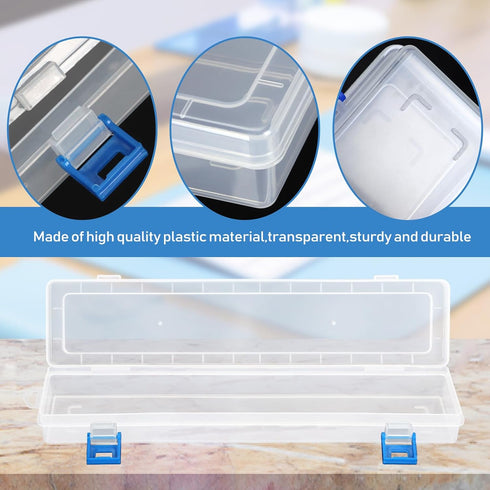 3 Pack Translucent Plastic Paint Brush Holder, Long Paint Brushes Watercolor Pens Pencils Drawing Tools Storage Box Container Case(13" x 2.8" x 1....