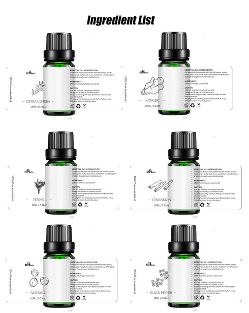 100% Pure Essential Oils Fall Spice Scented Oil 6x10ml for Candle Soap Slime Making Diffuser Home Aromatherapy Scents Gift Set Fennel Cinnamon Gin...