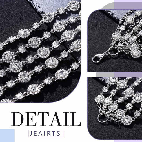 Jeairts 1920s Layered Rhinestone Collar Necklace Silver Sparkly Crystal Bride Wedding Necklaces Jewelry for Women...