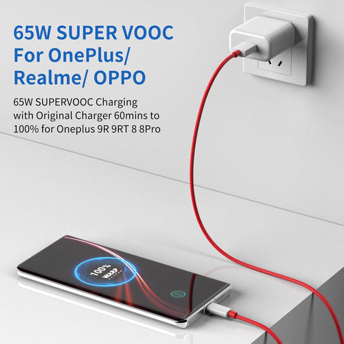 Jelanry OnePlus Warp Charger, 65W Warp Charger Block Replacement for OnePlus 10 Pro 10T 5G 9 Pro 9RT 9 9R 8T+ 5G 8T Nord 2,10V 6.5A Warp Fast Wall...