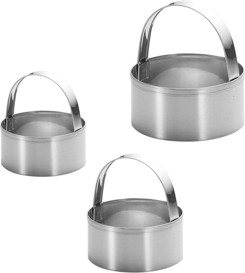 3 Pieces Round Biscuit Cutter with Handle - Stainless Steel Round Circle Doughnut Cutter Baking Molds Assorted Size...