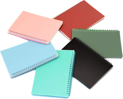 Yansanido Spiral Notebook, 6 Pcs A5 Thick Plastic Hardcover 8mm Ruled 6 Color 80 Sheets -160 Pages Journals for Study and Notes (6 colors, A5 5.7"...