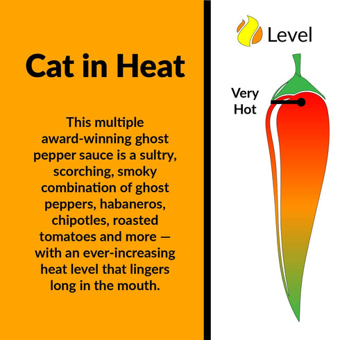 "Cat in Heat" Chipotle Ghost Pepper Blend by Fat Cat Gourmet | Natural Hot Sauce | Smokey, Savory | For Soups, Stews, Tacos, Steak | Very Hot | Gl...