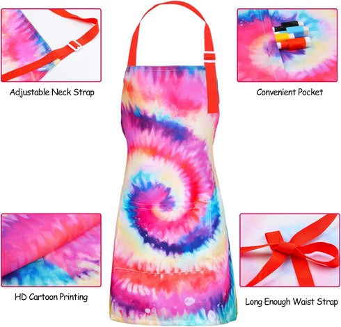 Kid Girls Boys Apron, Adjustable Kitchen Cooking Chef Apron with Pocket for Cooking Baking Art Painting Gardening,Tie Dye, 3-5Years...