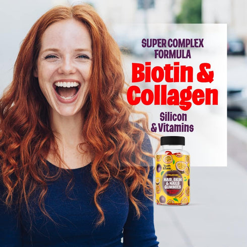 70 Hair Gummies Biotin 6000mcg Collagen Silicon PABA & Multivitamins | Hair Skin and Nails Vitamins Gummy for Women | B Complex Folic Acid 400mcg ...