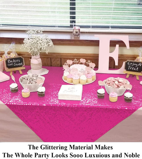 Partisout Tablecloth Square 50X50 inch Sequin Tablecloth Rustic Table Cloths Party Table Cover Circle Tablecloth Glitter Tablecloth for Birthday P...