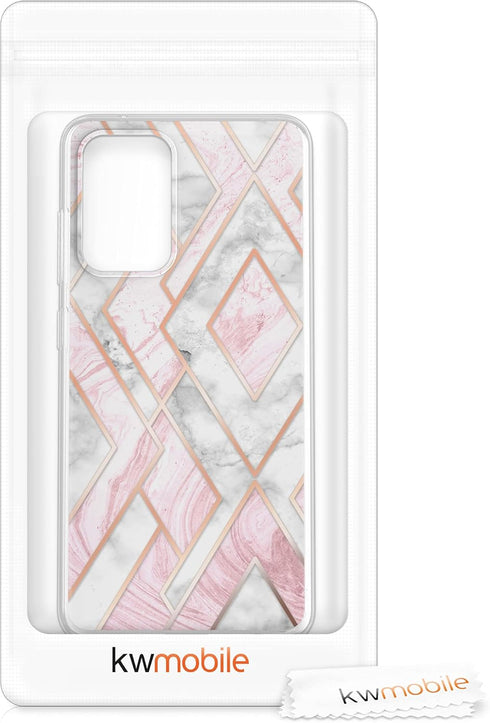 kwmobile Case Compatible with Samsung Galaxy A52 / A52 5G / A52s 5G - Case Clear TPU Cover with Design - Glory Mix 2 Rose Gold/White/Dusty Pink...