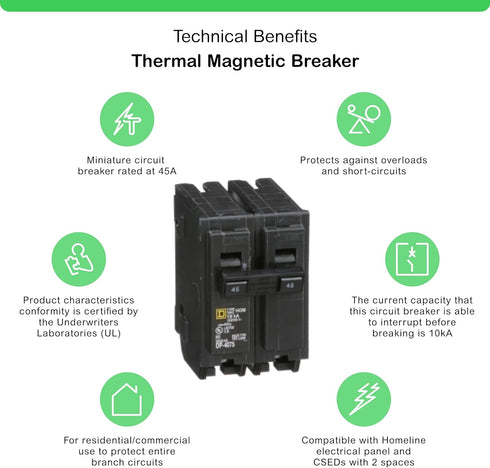 Square D by Schneider Electric HOM245CP Circuit Breaker, 240 Volts, Black...