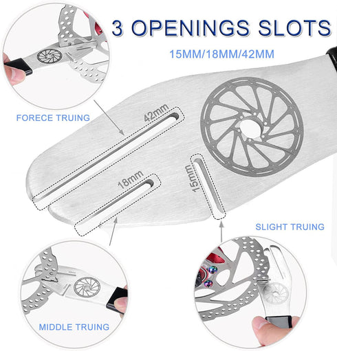 JONMON Bike Rotor Truing Fork, Bicycle Disc Alignment Wrench, 3 Slot Depths Adjustment Brake Disc Adjuster Flattening Correction Gap Regulator Rep...