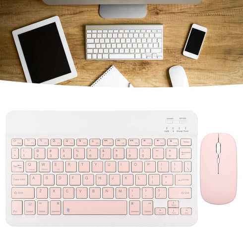 Bluetooth Keyboard Mouse Set, 10 Inch USB Charging Ultra Thin Quiet Keyboard with DPI Mouse, Composite Keys Keyboard Mouse Combo for Cellphone Lap...