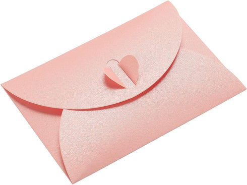 PATIKIL Mini Envelopes, 24 Pack Heart Clasp Tiny Items Storage Cute Present Card Holder for Wedding Greeting Party, Pink...