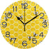 Yellow Bees and Honey Wall Clock Battery Operated Non Ticking Silent Quartz Analog Rustic Farmhouse Round Clock Retro Decor for Home Kitchen Livin...
