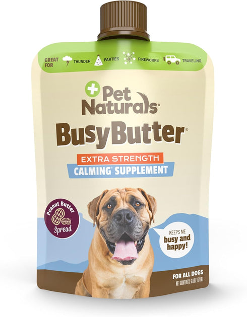 Pet Naturals BusyButter Extra Strength Calming Peanut Butter with Melatonin for Dogs - Great for Treats, Lick Mats, Training, Calming, and Enrichm...