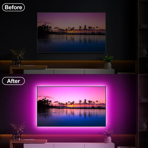 Daymeet LED TV Lights RGB Led Backlight, 16.4ft TV Light Strip for 65-85 inch TV Behind, Music Sync TV Light USB Bluetooth APP Remote Control RGB ...