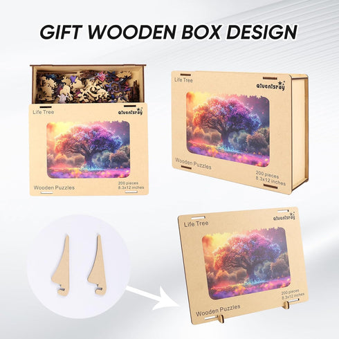 Wooden Puzzles for Adults,Tree of Life Wooden jigsaw puzzles 200pcs,8.3x12in,Medium,Unique Shape adult Puzzles,Irregular Wood Puzzles Creative Gif...
