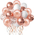 Zesliwy Rose Gold Confetti Balloons, 50 Pack 12 inch White and Rose Gold Latex Balloons with 33 Feet Rose Gold Ribbon for Birthday Party Wedding G...