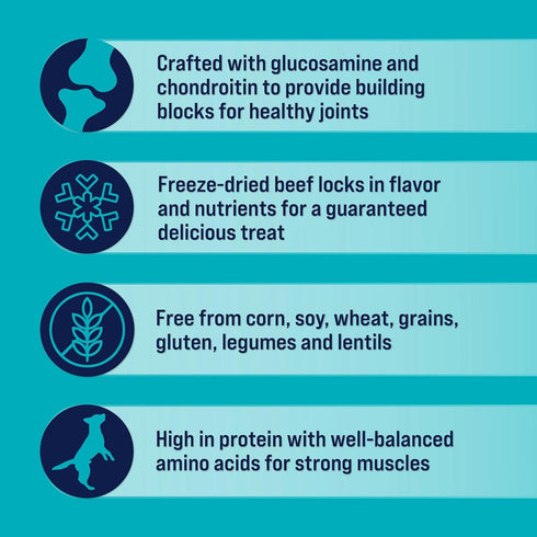 Stewart Freeze Dried Dog Treats, Healthy Hips Beef & Sweet Potato, Made with Glucosamine Chondroitin, Grain Free, 4 Ounce Resealable Pouch, Made i...