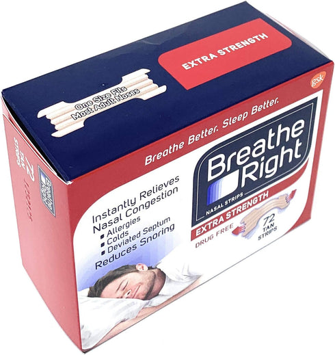 Breathe Right Extra Nasal Strips, 72 Count (Premium Pack)...