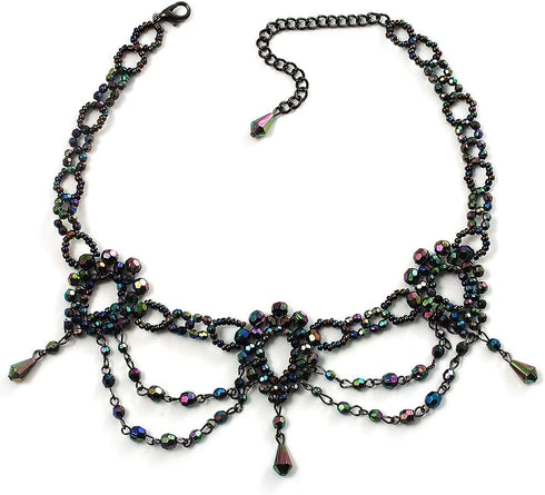 Peacock Victorian Beaded Choker...