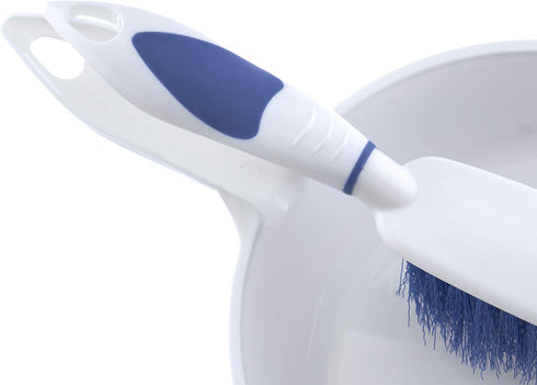 Dustpan and Brush Set, Hand Broom with Ergonomic Grip Handle - Rubber Edge for Easy Dirt Pickup, Durable Material - Blue Hand Brush by Superio...