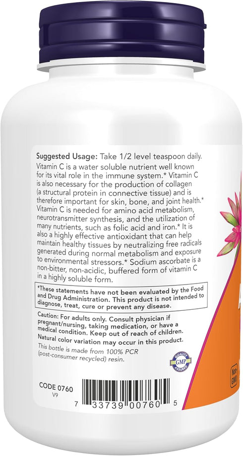 NOW Supplements, Sodium Ascorbate Powder, Buffered, Antioxidant Protection*, 8-Ounce...