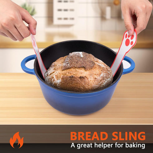 Silicone Bread Sling for Dutch Oven Non-Stick Heat Resistant Sourdough Bread Baking Supplies 1 PCS Silicone Mat with Long Handles Cat...