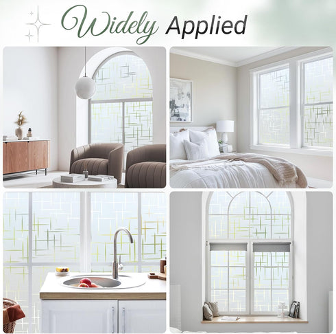 rabbitgoo Window Privacy Film Frosted Glass Window Film, Decorative Privacy Cling, UV Blocking Staic Cling Bathroom Glass Frosting Sticker, Non-Ad...