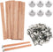 BENBO 154Pcs Wood Candle Wicks, 5.1 X 0.5 Inch Smokeless Crackling Natural Wicks with Iron Stand and Candle Warning Labels for DIY Craft (50 Sets)...
