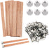 BENBO 154Pcs Wood Candle Wicks, 5.1 X 0.5 Inch Smokeless Crackling Natural Wicks with Iron Stand and Candle Warning Labels for DIY Craft (50 Sets)...