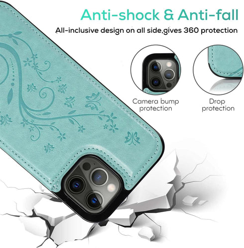 for iPhone 11 Pro Wallet Case, Premium Leather Phone Case Wallet for Women with Card Holders & Magnetic Lock, Embossed Butterfly Case for iPhone 1...