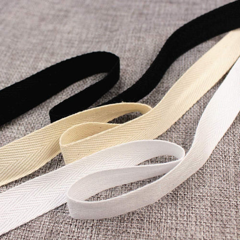 Abbaoww 50 Yards Cotton Twill Tape Ribbon 1 Inch, Soft Natural Webbing Tape Herringbone Tape for Sewing DIY Craft, White...