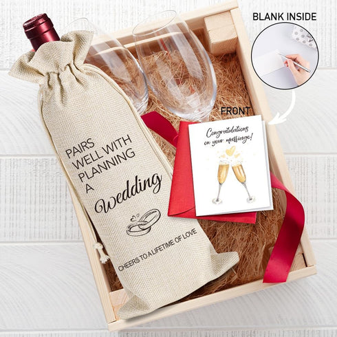 YAANUNULU Wedding Wine Bag Gifts for Mr Mrs, Engagement Gifts, Wedding Couples, Bride and Groom Gift, Wedding Gift, Newlywed Gifts, Pairs Well Wit...