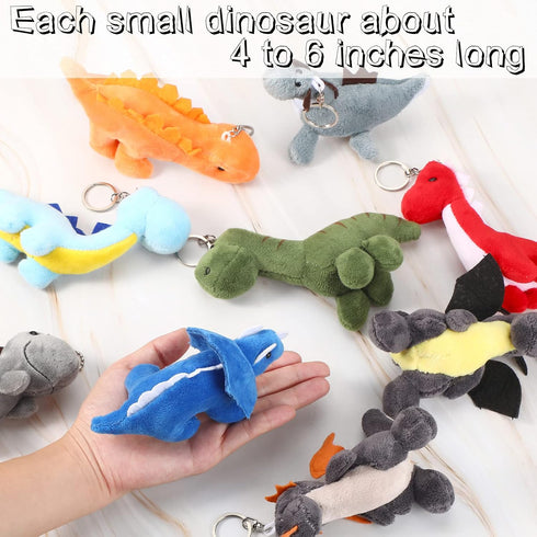9 Pieces Dinosaur Stuffed Animals 4-6 Inch Mini Plush Dinosaur Figures Assortment Keychain Toy Soft Backpack Ornaments Pendant for Stocking Stuffe...