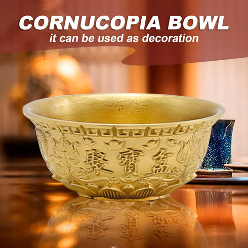 Feng Shui Treasure Basin Wealth Prosperity Bowl, Mini Brass Cornucopia Bowl, Golden Offering Bowl Good Luck Table Centerpieces Home Office Decorat...