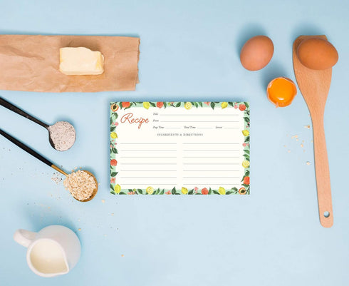 Lemon & Peach Recipe Cards 4" x 6" Recipe Cards- Thick Premium Card Stock With Kraft Paper Look | Ideal For Recipe Box Or Binder | Lots Of Space &...