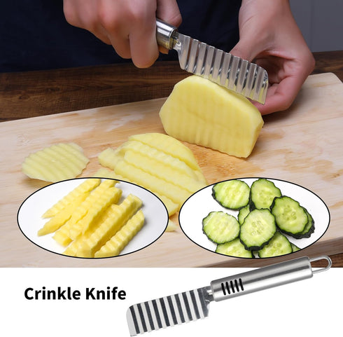 Stainless Steel Fruit Carving Knife Set, 5 Pack Vegetable Engraving Blades for Kitchen, Melon Baller Scoop,Lemon Zester, Garnish Peeler,Crinkle Kn...