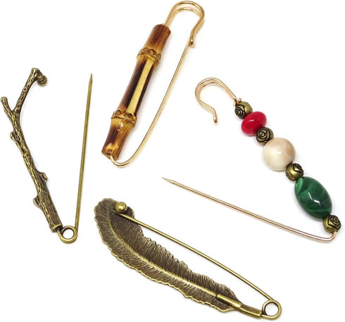 Honbay 4PCS Vintage Chic Brooch Extra Large Safety Pins for Blankets, Skirts, Kilts, Crafts...