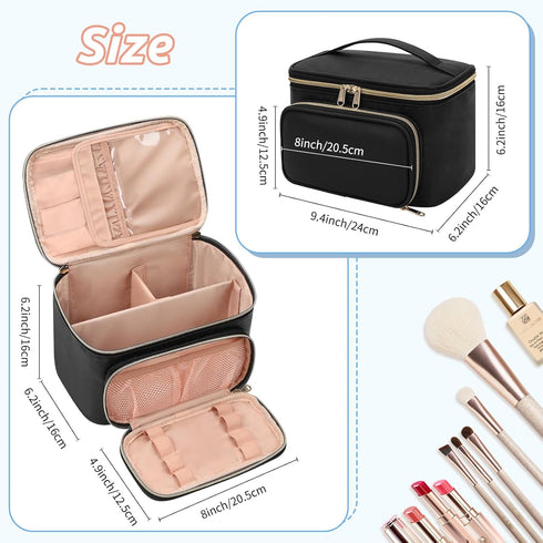 OCHEAL Makeup Bag, Multifunctional Make Travel Bag with Zipper Pouch Cute Makeup Bag Organizer for Women Girls Large Cosmetics Toiletry Brushes St...