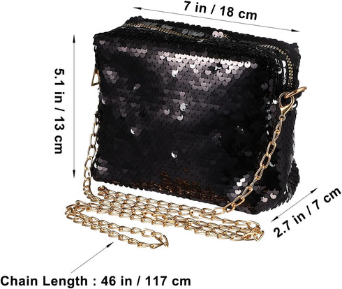 Sparkly Sequin Handbag Lady Party Evening Clutch Shoulder Bag, Mother's Day gift or gift for women (Black), 10 * 7.1 * 0.8 inch...