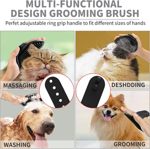 3PCS Dog Bath Brush | Dog Shampoo Brush | Dog Scrubber for Bath | Dog Bath Brush Scrubber | Dog Shower/Washing Brush with Adjustable Ring Handle f...