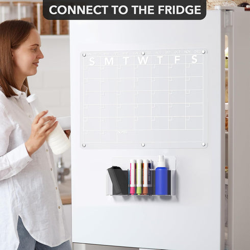 Acrylic Magnetic Dry Erase Marker Holder, Magnetic Pen Pencil Cup Holder Organizer for Whiteboard, Fridge, Locker - Clear......
