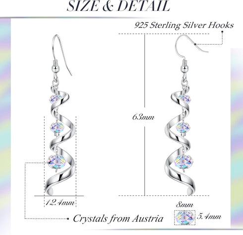 Sllaiss 925 Sterling Silver Dangle Earrings Austria Crystal 18K White Gold Drop Earrings for Women Tassel Earrings for Anniversary Birthday...