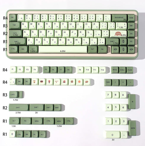 Sumgsn PBT DYE-SUB Matcha Keycaps XDA Profile 124 Keys Fit for 60% 65% 95% Cherry Mx Switches Mechanical Keyboard...